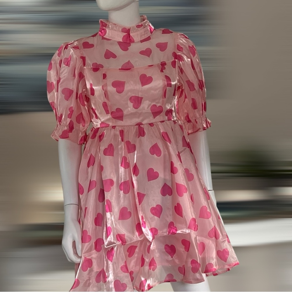 Peach Love California Pink Heart Sheer Mini Dress - Picture 10 of 13